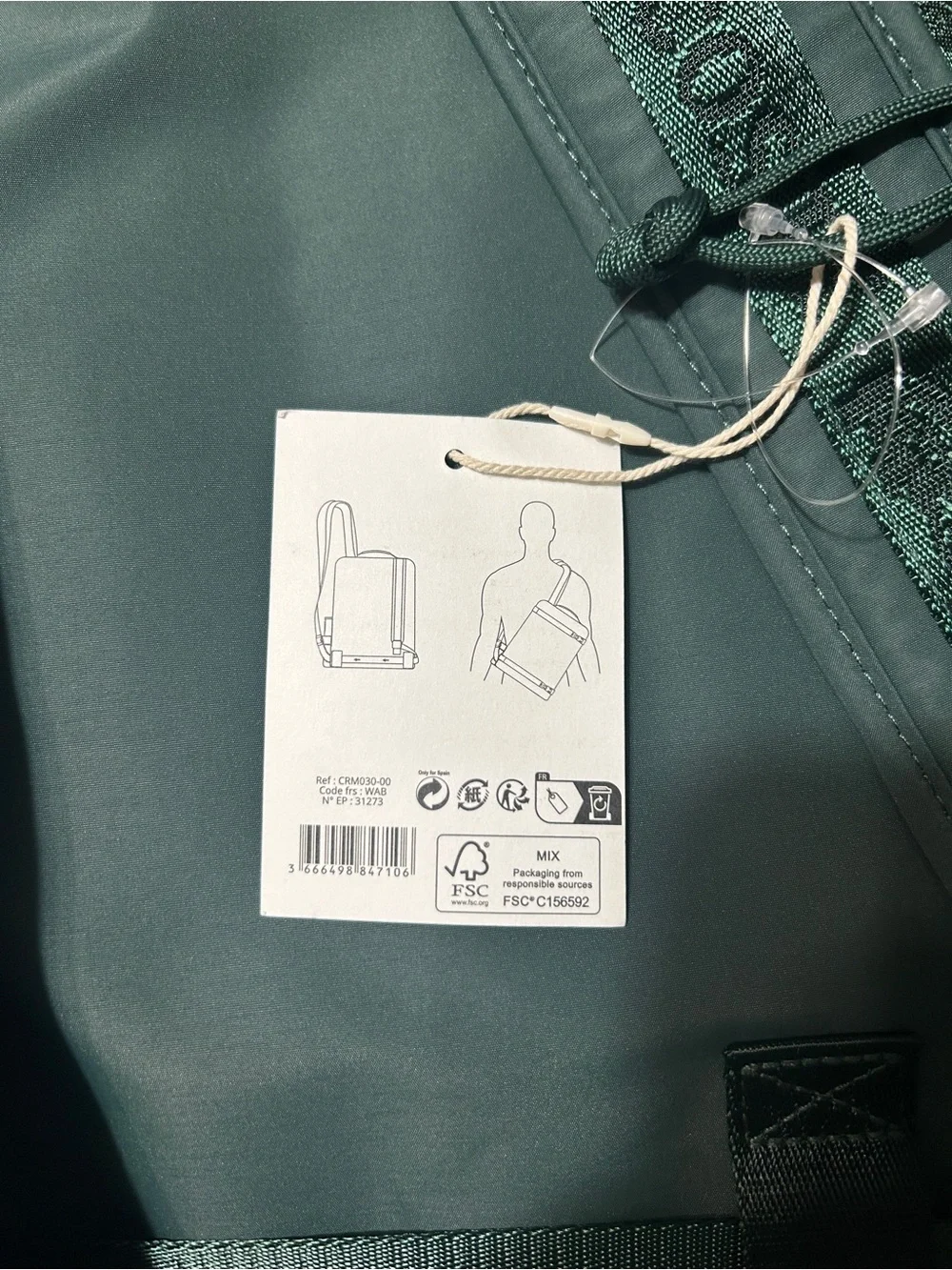 LACOSTE 2in1 100% RECYCLED BACKPACK GREEN